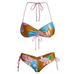 Zimmermann 2-Piece Teardrop Print Ruched Bikini Set